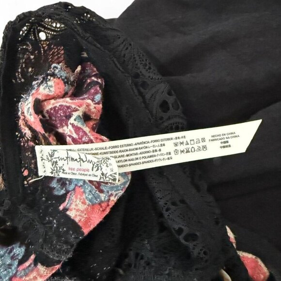 Free People Women's Dress Lace Detail Marsha Printed Slip Black Combo Size XS - Picture 8 of 10